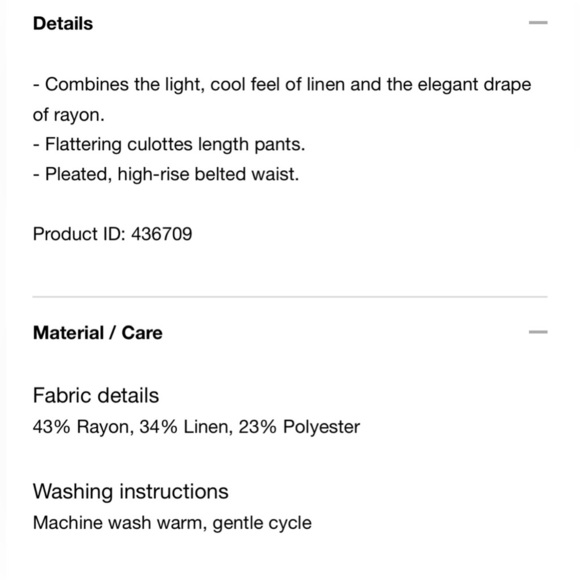 Uniqlo Linen Blend Belted Culotte Shorts, size medium - Picture 2 of 8